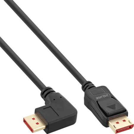 InLine? DisplayPort 1.4 Kabel, 8K4K, rechts gewinkelt, schwarz/gold, 1m