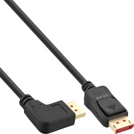 InLine? DisplayPort 1.4 Kabel, 8K4K, links gewinkelt, schwarz/gold, 2m