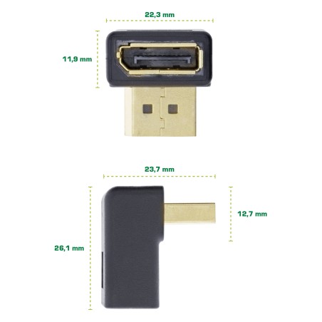 InLine? DisplayPort Adapter, DisplayPort Stecker / Buchse, nach unten gewinkelt