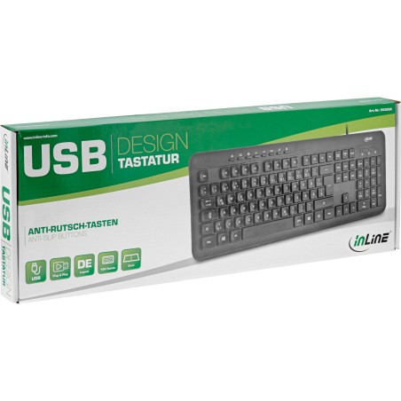 InLine? Design Keyboard, Tastatur, USB-Kabel, DE Layout, schwarz