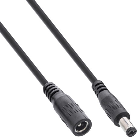 InLine? Verl?ngerungskabel DC Stecker 5,5x2,1mm, schwarz, 2m