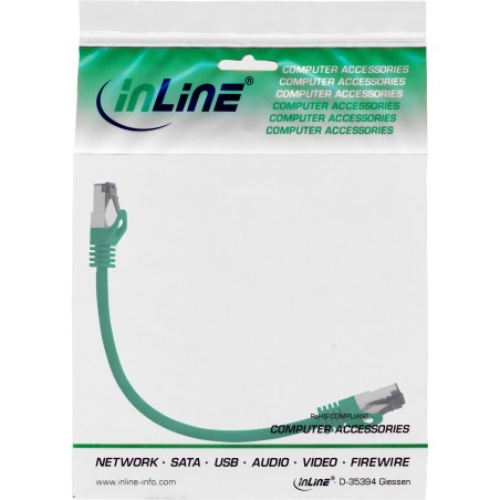 InLine? Patchkabel, S/FTP (PiMf), Cat.8.1, 2000MHz, halogenfrei, gr?n, 0,3m