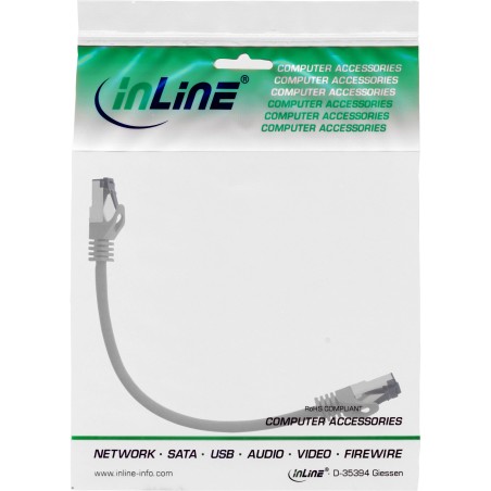 InLine? Patchkabel, S/FTP (PiMf), Cat.8.1, 2000MHz, halogenfrei, grau, 0,3m