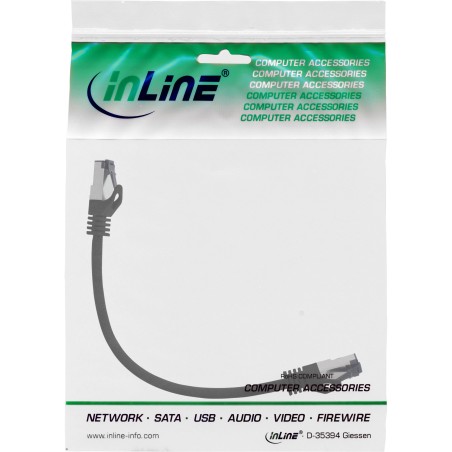 InLine? Patchkabel, S/FTP (PiMf), Cat.8.1, 2000MHz, halogenfrei, schwarz, 0,3m