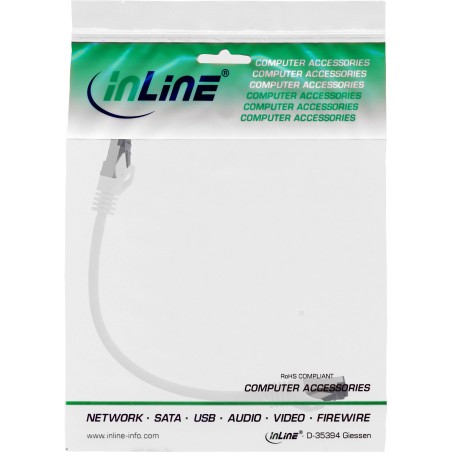 78833W - InLine® Câble patch, S/FTP (PiMf), Cat.8.1, 2000MHz, sans halogène, blanc, 0,3m