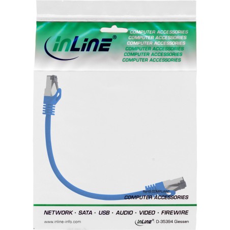 InLine? Patchkabel, S/FTP (PiMf), Cat.8.1, 2000MHz, halogenfrei, blau, 0,3m