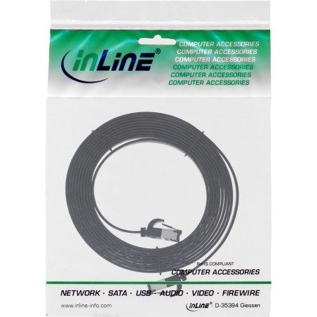 75803S - InLine® Câble patch plat, U/FTP, Cat.8.1, TPE sans halogène, noir, 3m