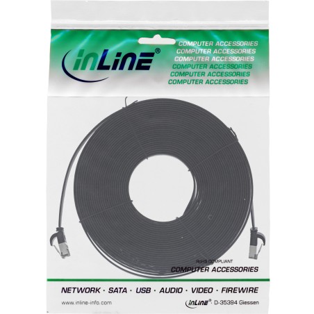 75805S - InLine® Câble patch plat, U/FTP, Cat.8.1, TPE sans halogène, noir, 5m