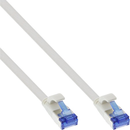 75700W - InLine® Câble patch plat, U/FTP, Cat.6A, TPE sans halogène, blanc, 10m