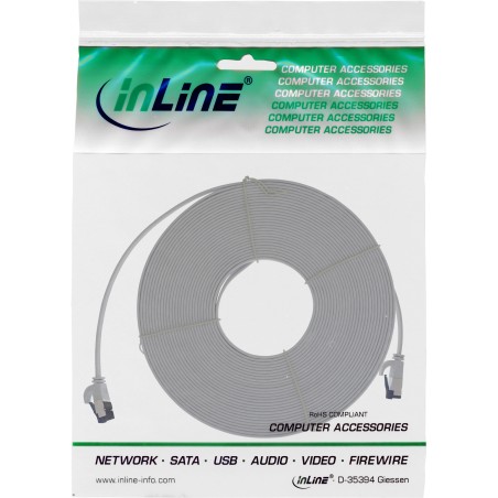 75805 - InLine® Câble patch plat, U/FTP, Cat.8.1, TPE sans halogène, gris, 5m