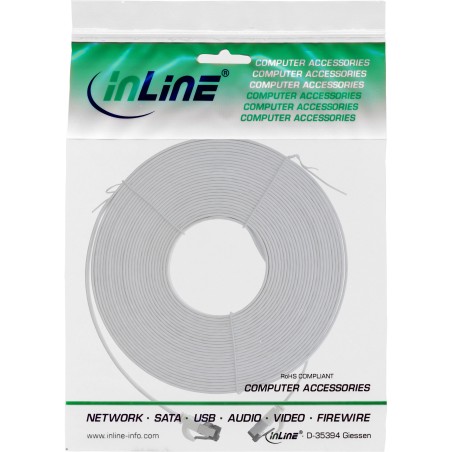 75805W - InLine® Câble patch plat, U/FTP, Cat.8.1, TPE sans halogène, blanc, 5m