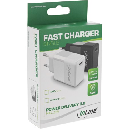 InLine? USB PD Netzteil Ladeger?t Single USB-C, Power Delivery, 20W, wei?