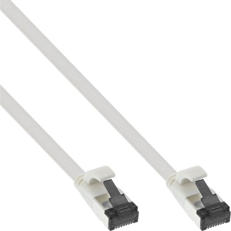 75802W - InLine® Câble patch plat, U/FTP, Cat.8.1, TPE sans halogène, blanc, 2m