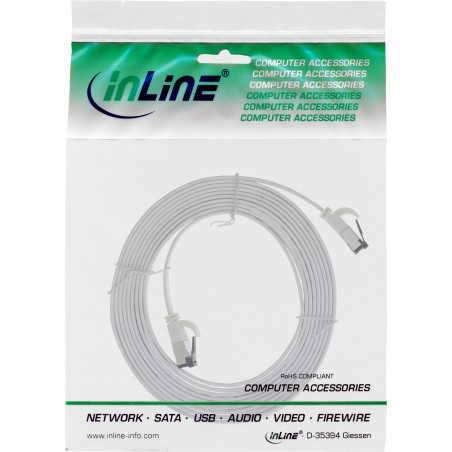 75802W - InLine® Câble patch plat, U/FTP, Cat.8.1, TPE sans halogène, blanc, 2m