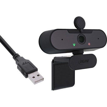 55364A - InLine® Webcam FullHD 1920x1080/30Hz avec autofocus, USB-A Câble de raccordement