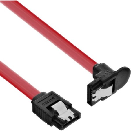 InLine® SATA 6Gb/s Kabel, mit Lasche, gewinkelt, 0,3m