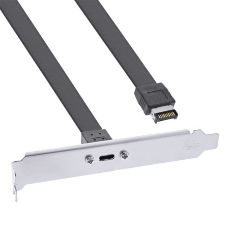 33446G - InLine® PCI Slotblende, USB-C vers USB 3.2 panneau avant Key-A interne, 0,3m