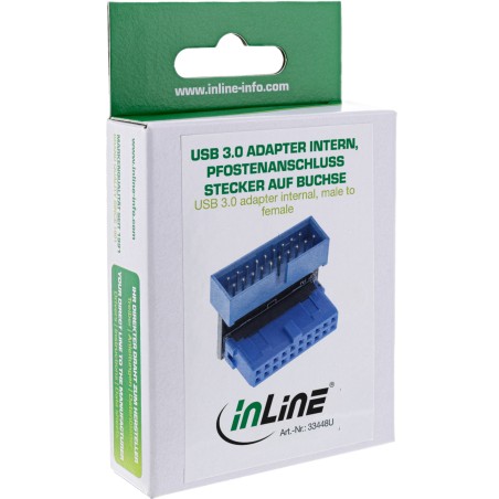 InLine? USB 3.0 Adapter intern, Pfostenanschluss Stecker/Buchse, unten gewinkelt