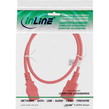 16503R - InLine® Rallonge pour appareils froids, C13 sur C14, rouge, 0,3m