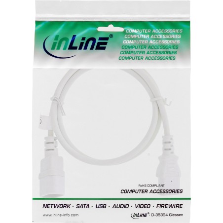 16504W - InLine® Rallonge pour appareils froids, C13 sur C14, blanc, 1,5m