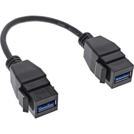 76206D - InLine® Câble adaptateur USB 3.2 Gen1 2x Keystone, 2x USB A Keystone femelle, 0,2m