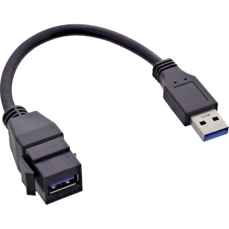 76206C - InLine® Câble adaptateur USB 3.2 Gen1, USB A prise/ Keystone prise femelle, 0,2m 19111I