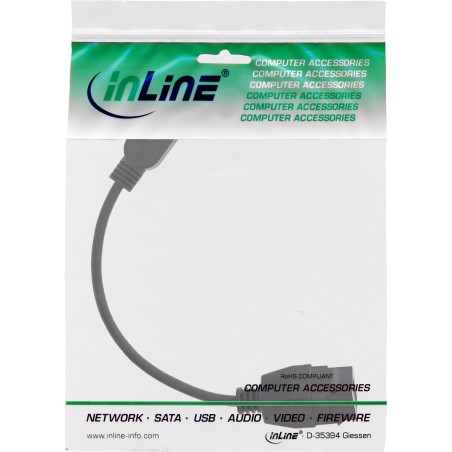 InLine? USB 3.2 Gen1 Adapterkabel, USB A Stecker / Keystone Buchse, 0,2m