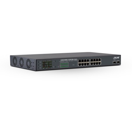 InLine? PoE Gigabit Netzwerk Switch 16 Port, 1Gb/s, 2xSFP,191HE(inkl. Winkel)