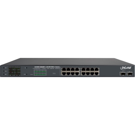 InLine? PoE Gigabit Netzwerk Switch 16 Port, 1Gb/s, 2xSFP,191HE(inkl. Winkel)