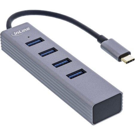 33271N - InLine® USB-C 3.2 Multi Hub (4x USB-A 5Gb/s), OTG, boîtier aluminium