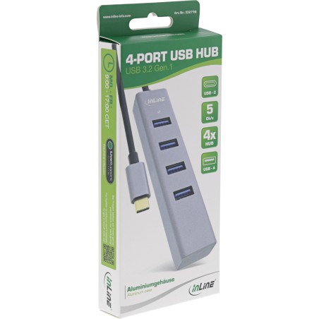 33271N - InLine® USB-C 3.2 Multi Hub (4x USB-A 5Gb/s), OTG, boîtier aluminium