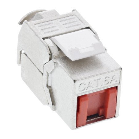 76202R - InLine® Keystone RJ45 prise femelle, SNAP-In, Cat.6a, avec cache-poussière rouge