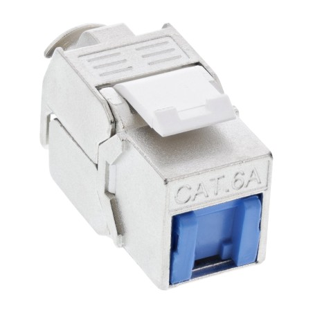 76202T - InLine® Keystone RJ45 prise femelle, SNAP-In, Cat.6a, avec cache-poussière bleu