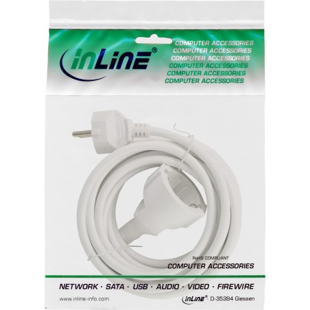 16401W - InLine® Rallonge avec contact de protection ST / BU, blanc, 1,5m 16401