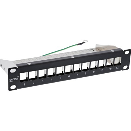 InLine? 10 Patchpanel Leerblech 12x, f?r Keystone Module, 1HE, RAL9005 schwarz