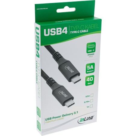 InLine? USB4 Kabel, USB-C Stecker/Stecker, 8K60Hz, schwarz, 0,5m