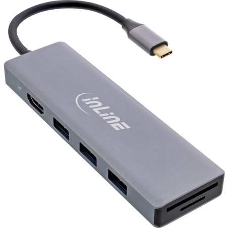 33271O - InLine® USB 3.2 USB-C Multi Hub (3x USB-A  USB-C), lecteur de cartes, HDMI, OTG