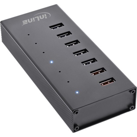 35395I - InLine® USB 3.0 Hub, 7 Port, boîtier en aluminium, noir, avec bloc d'alimentation 2,5A