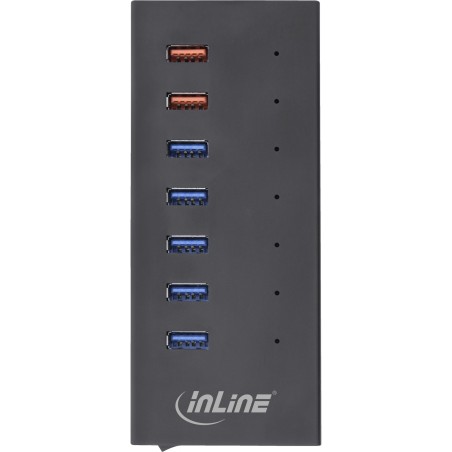 35395I - InLine® USB 3.0 Hub, 7 Port, boîtier en aluminium, noir, avec bloc d'alimentation 2,5A