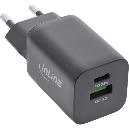 InLine? Power Delivery  Quick Charge USB Netzteil, 33W, USB-A  USB-C, schwarz