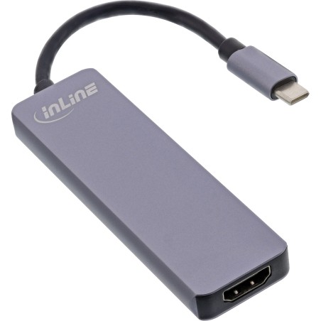 InLine? Multi-Hub USB 3.2 Gen.1, 2x USB-A, HDMI 4K/30Hz, Cardreader, Alu, grau