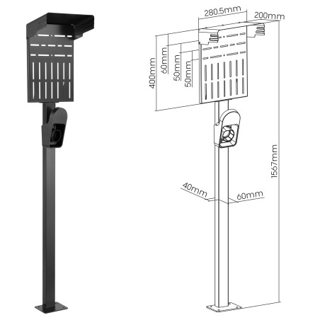 59989B - InLine® Pied universel pour Wallbox avec support pour câble de charge EV, noir