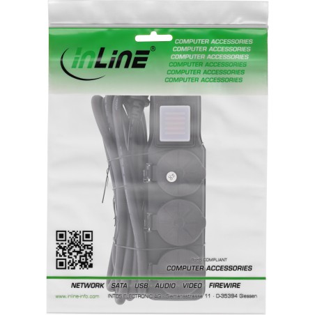 16493O - Multiprise extérieure InLine®, contact de protection 3 voies, IP44, avec interrupteur, 3m