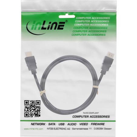 17501 - Câble HDMI InLine®, HDMI haut débit avec Ethernet, St/St, noir, 1m