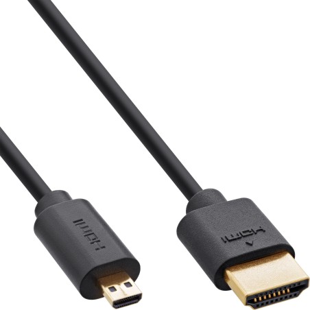 17901D - Câble HDMI ultra haut débit InLine® Slim, 8K4K, A St. / D St. (Micro), 1 m