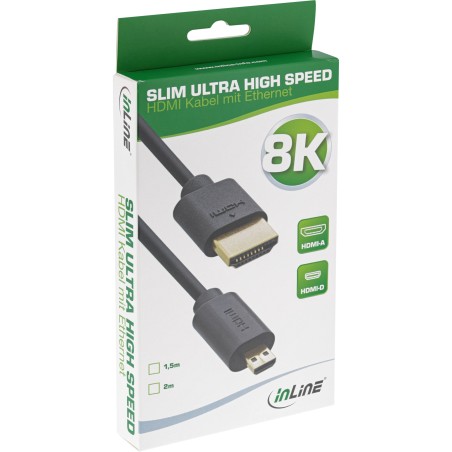 17902D - Câble HDMI InLine® Slim Ultra High Speed, 8K4K, A St. / D St. (Micro), 2 m