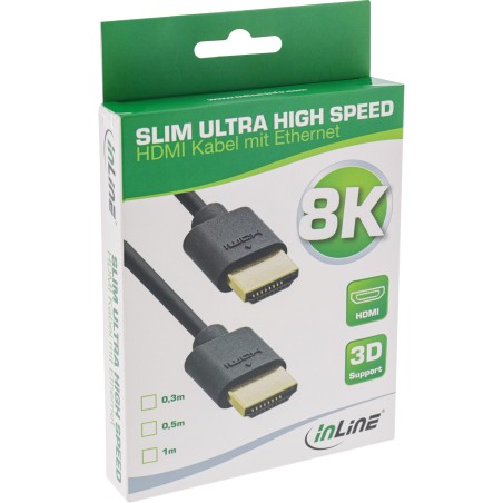 17933S - Câble HDMI InLine® Slim Ultra High Speed, 8K4K, mâle/mâle, 0,3 m