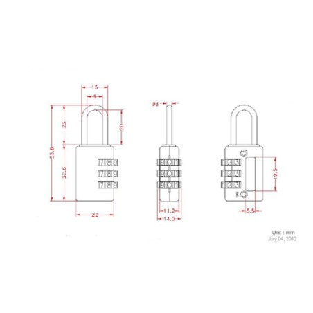 InLine® Zahlenschloss, mit 3-fach Zahlenkombination