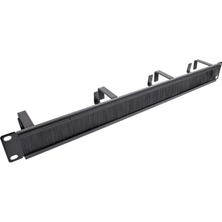 19111L - Plaque passe-câbles InLine® 19 avec 4 supports, 1U, RAL 9005 noir