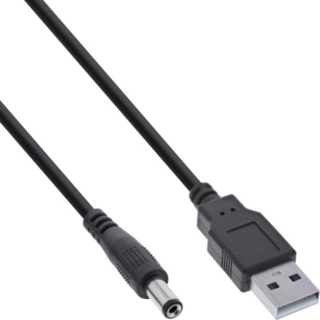 InLine? USB DC Stromadapterkabel, USB A Stecker zu DC 5,5x2,50mm Hohlstecker, sc